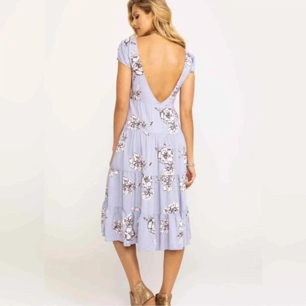 Free People Purple Rita Floral Tiered‎ Midi Dress Size Small